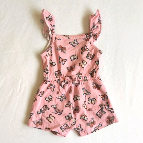 joe fresh butterfly flounced sleeve summer romper playsuit 3-6 months baby girl - Picture 1 of 7